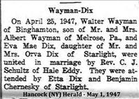 Wayman - Dix (Marriage)